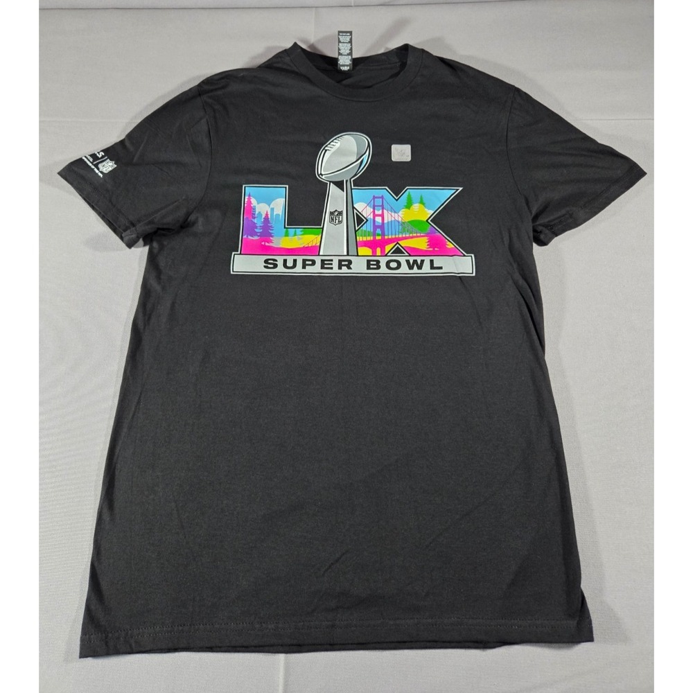 District Super Bowl Shirt Mens Medium Black Gray LX 60 NFL Playoffs 2026 Caesars